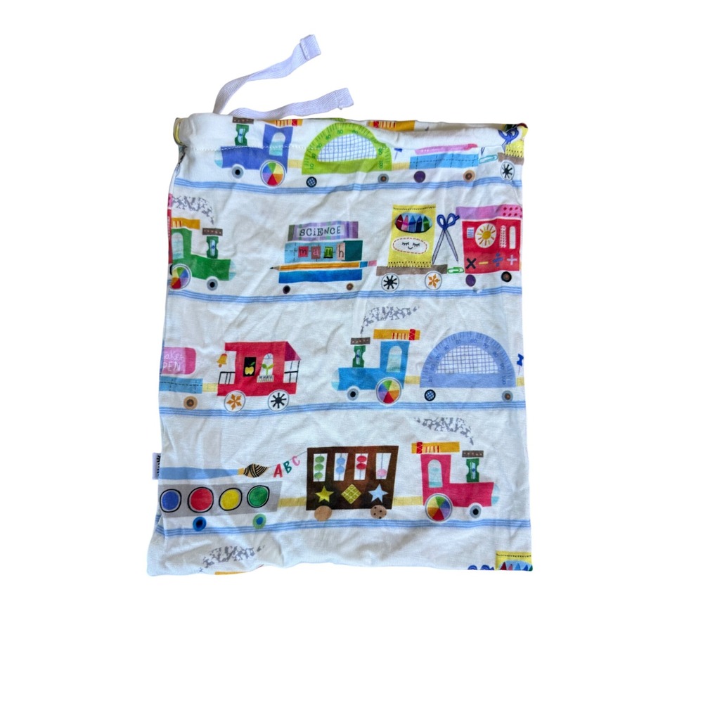 Little Sleepies School Train Bamboo Lunaluxe Drawstring Laundry Storage Bag